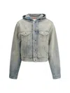 Acne Studios Short Jackets Hooded Faded Wash In Blue