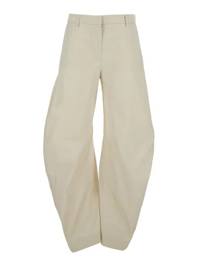 Acne Studios Women's Patty Coated Cotton Pants With Elastic Waist In Neutral