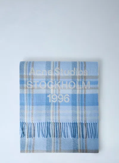 Acne Studios Women Plaid Wool Scarf In Gray