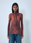 Acne Studios Women Print Mesh Top In Brown