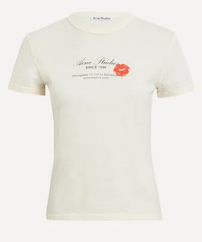 Acne Studios Slim Fit Cotton T-shirt With Iconic Lip Graphic In White