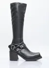 Acne Studios Leather Platform Knee-high Boots In Black