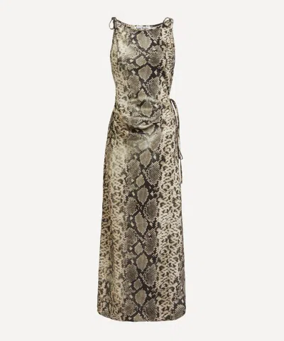 Acne Studios Women's Python Print Satin Bias Cut Dress