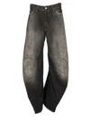 Acne Studios Womens Washed Black Gothik Barrel-leg Denim-blend Jeans In Gray