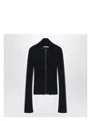Acne Studios Koton Zip Cotton Rib Cardigan In Black