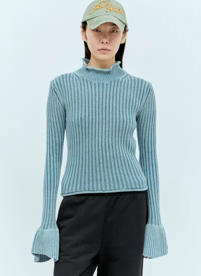 Acne Studios Women Ruffled Sleeves Sweater In Green