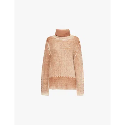 Acne Studios Womens Rust Brown Overdyed Long-sleeve Stretch-knit Jumper