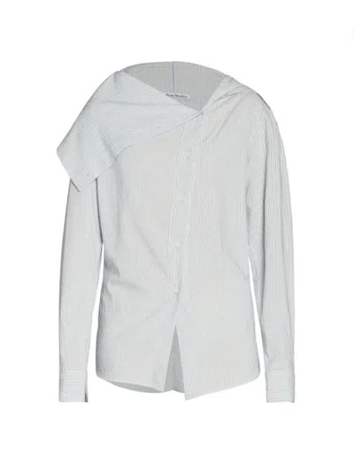 Acne Studios Saith Stripe Asymmetric Button-up Shirt In Blue White