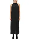 Acne Studios Satin Buckle Closure Dress With Wide Back In Black