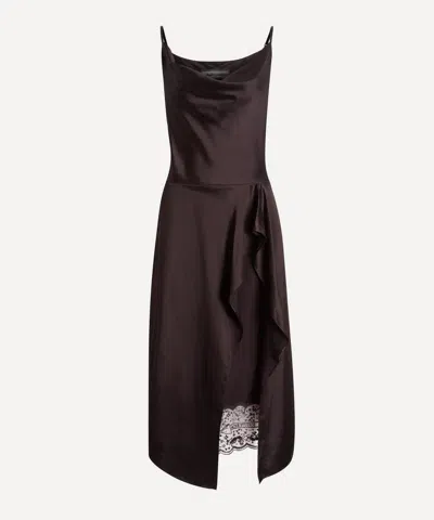 Acne Studios Women's Satin Lace Trim Slip Dress In Brown