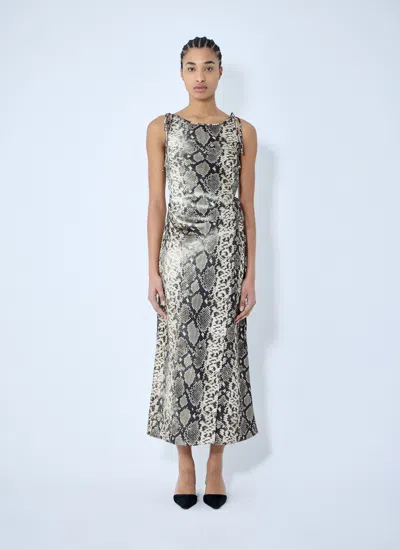 Acne Studios Women Satin Python Print Midi Dress In Brown
