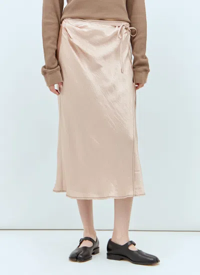 Acne Studios Satin Wrap Midi Skirt In Beige