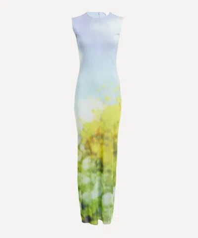 Acne Studios Sleeveless Maxi Dress Blurred Print In Purple