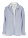 Acne Studios Womens Blue White Layered Striped Cotton-poplin Shirt In Blue