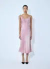 Acne Studios Womens Multi Pink Darma Sleeveless Satin Midi Dress In Pink
