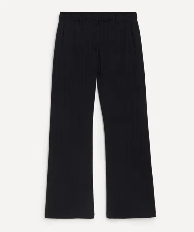 Acne Studios Navy Blue Pinstripe Trousers In Black