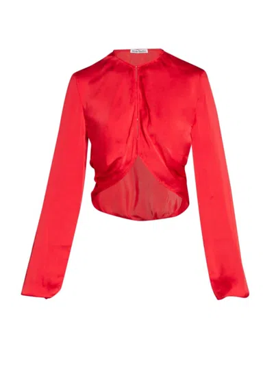 Acne Studios Women's Tido Silk Crop Top In Bright Red