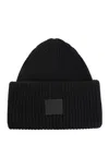 Acne Studios Large Face Patch Wool Beanie In Black