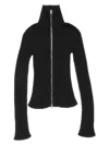 Acne Studios Koton Zip Cotton Rib Cardigan In Black