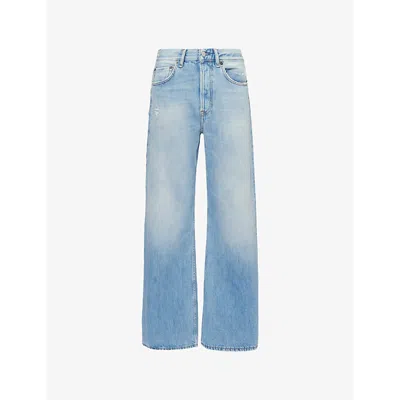 Acne Studios Womens 2021 Brand-patch Straight-leg High-rise Denim Jeans Light Blue
