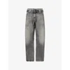 Acne Studios Womens Washed Black Belted Wide-leg Denim Jeans In Animal Print