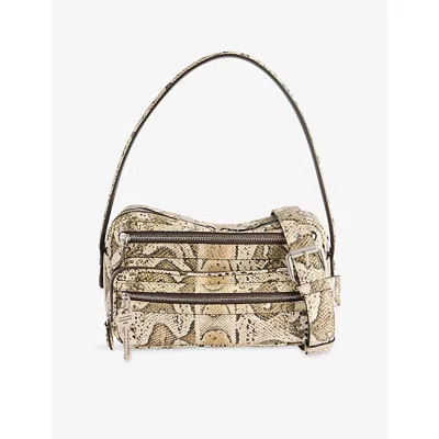 Acne Studios Womens  Camero Party Snake-print Leather Shoulder Bag In Beige Multi