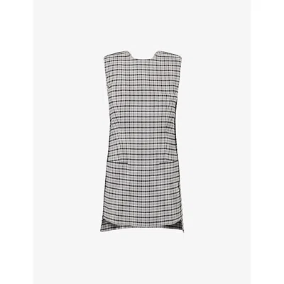Acne Studios Womens Multi Grey Check-print Sleeveless Stretch-wool Midi Dress In Gray
