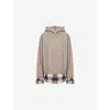 Acne Studios Womens Beige Melange Contrast-check-print Relaxed-fit Wool-blend Hoodie Xs In Neutral