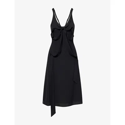 Acne Studios Womens Black Dowla Bow Silk Mini Dress