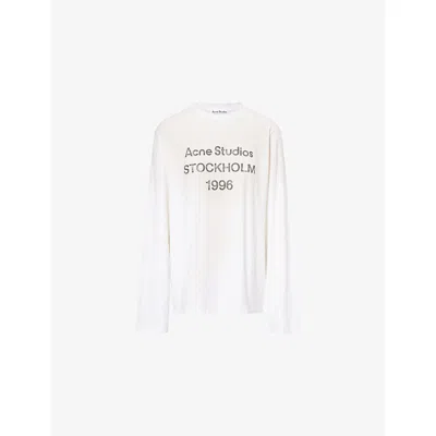 Acne Studios Womens Dusty White Edden 1996 Logo Cotton-blend T-shirt