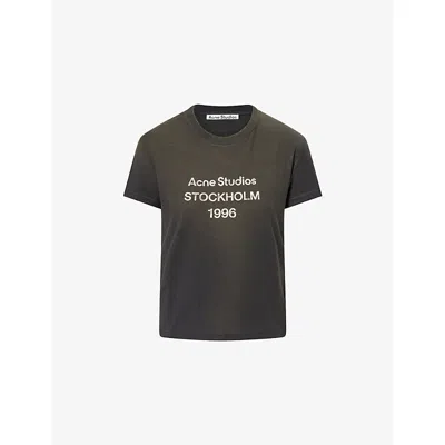 Acne Studios Womens Faded Black Etza 1996 Logo Cotton-blend T-shirt