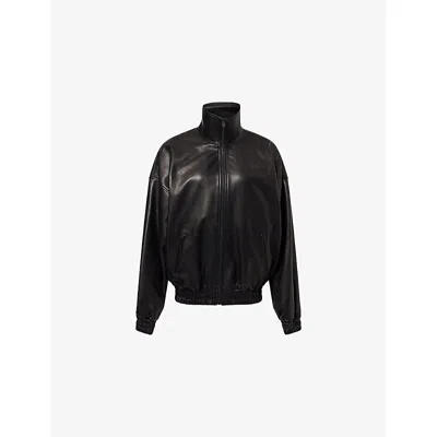 Acne Studios Womens  Lemmy Collared Leather Jacket In Black