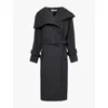 Acne Studios Womens Grey Black Long-sleeves Buckle-belt Regular-fit Wool-blend Coat In Grey Black
