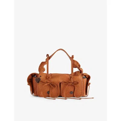 Acne Studios Womens Cognac Brown Multi-pocket Leather Shoulder Bag