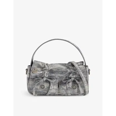 Acne Studios Womens Grey Multipocket Micro Leather Cross-body Bag