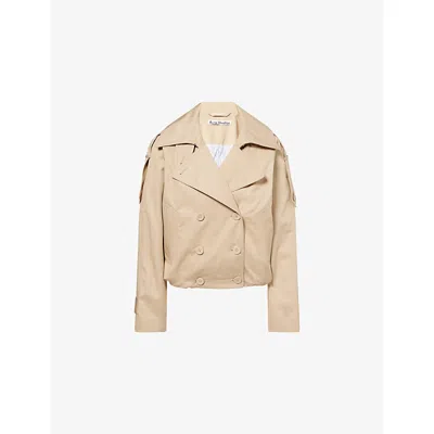 Acne Studios Womens Pale Beige Oleo Double-breasted Cotton-twill Jacket In Nude