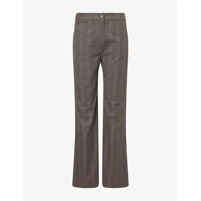 Acne Studios Womens  Poltana Checked Wool-blend Trousers In Brown