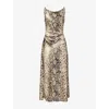 Acne Studios Womens Python-print Shoulder-straps Stretch-woven Midi Dress Multi Brown In Multi Brown