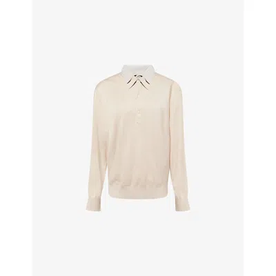 Acne Studios Womens Beige Grey Layered Silk-blend Knit Top In Pink