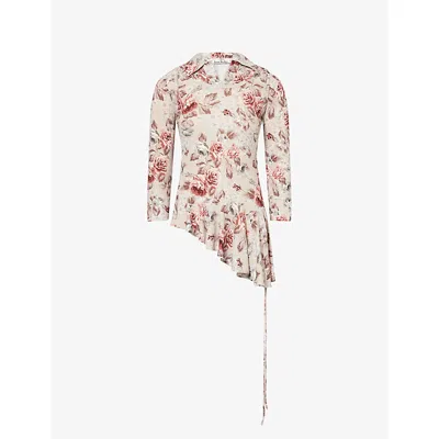 Acne Studios Womens Beige Tanola Floral Woven Shirt In Neutral