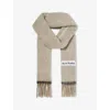 Acne Studios Vally Brand-patch Wool-blend Scarf In Beige/grey