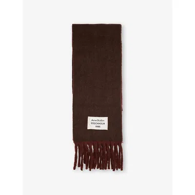 Acne Studios Womens Bi-colour Alpaca Wool-blend Scarf Dark Brown/brown