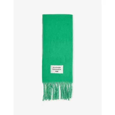 Acne Studios Womens Bi-colour Alpaca Wool-blend Scarf Green/light Blue