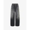 Acne Studios Womens  2023 Brand-patch Wide-leg High-rise Denim Jeans In Black