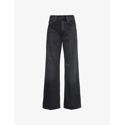 ACNE STUDIOS WOMENS BLACK 55 FADED-WASH WIDE-LEG MID-RISE DENIM JEANS