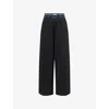 Acne Studios Womens Black Green Double-waistband Wide-leg Cotton-jersey Jogging Bottoms Xs In Multi