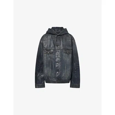 Acne Studios Womens Black Hooded Relaxed-fit Denim Jacket