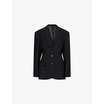 Acne Studios Womens Black Jikkowa Single-breasted Wool Jacket In Brown