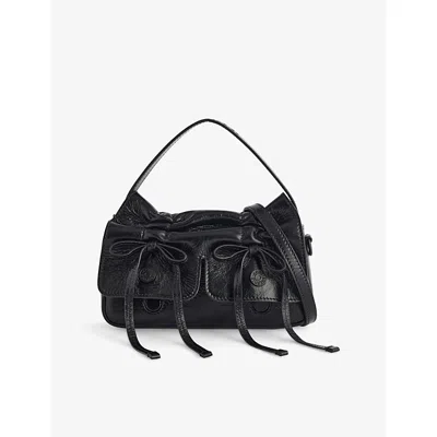 Acne Studios Womens Black Multi-pocket Micro Leather Cross-body Bag