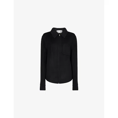 Acne Studios Womens  Patch-pocket Zip-up Wool-blend Jacket In Black